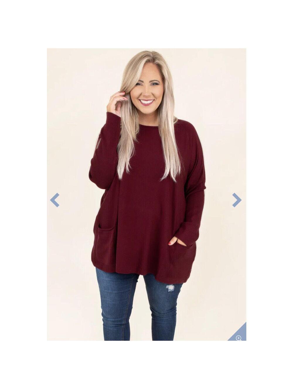 Chic Soul Red Tunic Pockets Size XL/XXL Oversized Cozy Luxe Lagenlook Granola